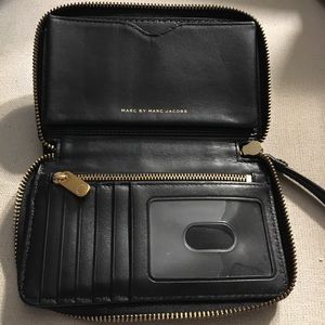 Marc by Marc Jacobs black leather wristlet wallet